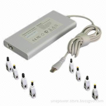 Slim Universal laptop AC Adapter, 90W Automatic, 8 DC Connectors, with USB Slot, White Color